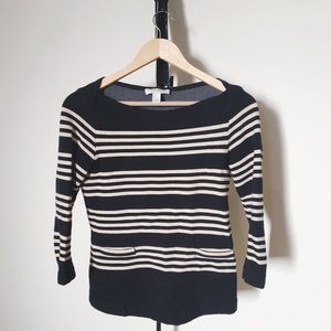 Boatneck Shirt with Gold Shimmer Stripe